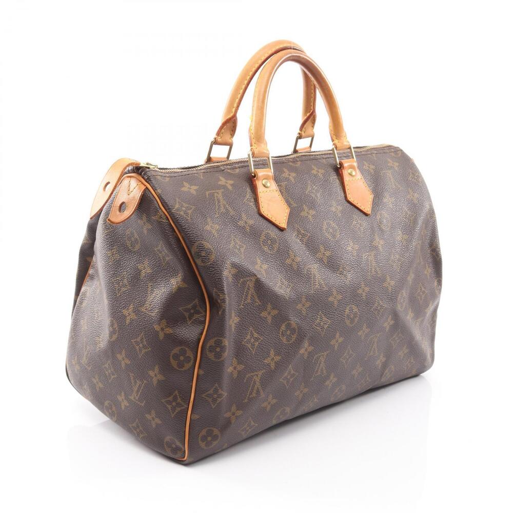 Louis Vuitton Brown Speedy Handbag Leather Canvas Monogram Brown